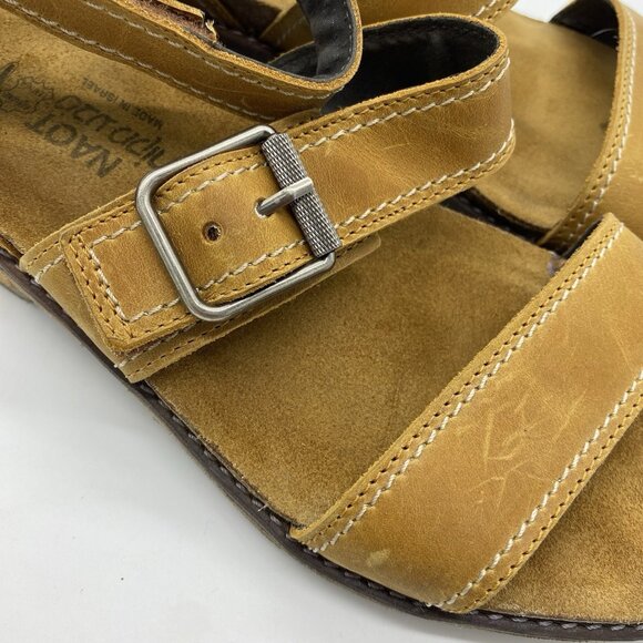 Naot Beatnik Sandals Women's 40 Wide Dune Nubuck Leather Bohemian Made In Israel - Picture 10 of 13